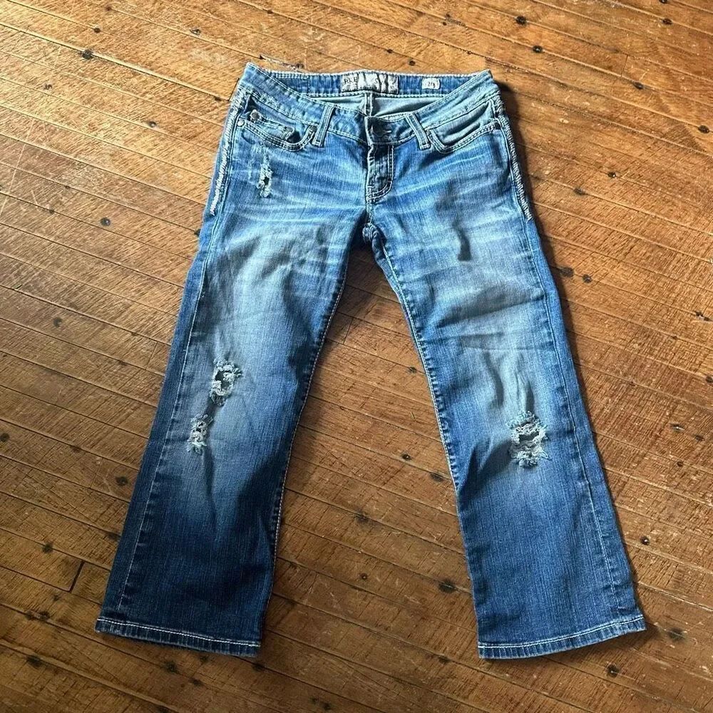 BKE distressed Stella western 26x22 cropped low rise jeans
